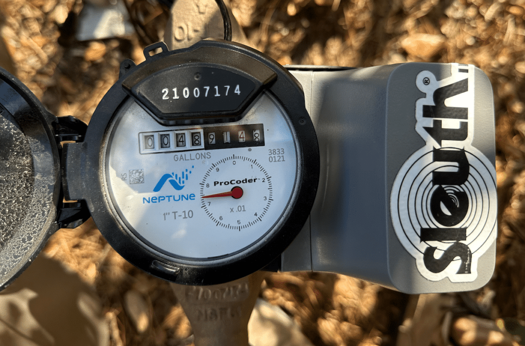 Water meter with Sleuth Logo sticker