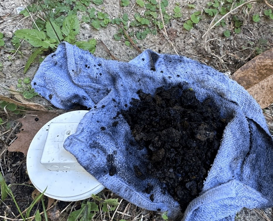 Debris from hydro jetting a drain