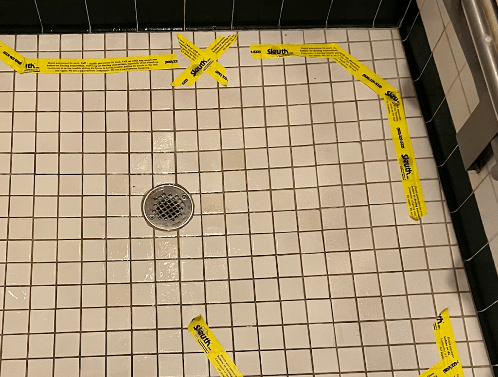 Drain Line tracing tab in shower