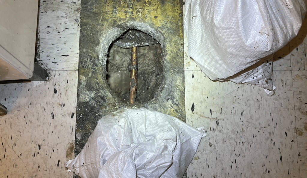 Leak under cement slab