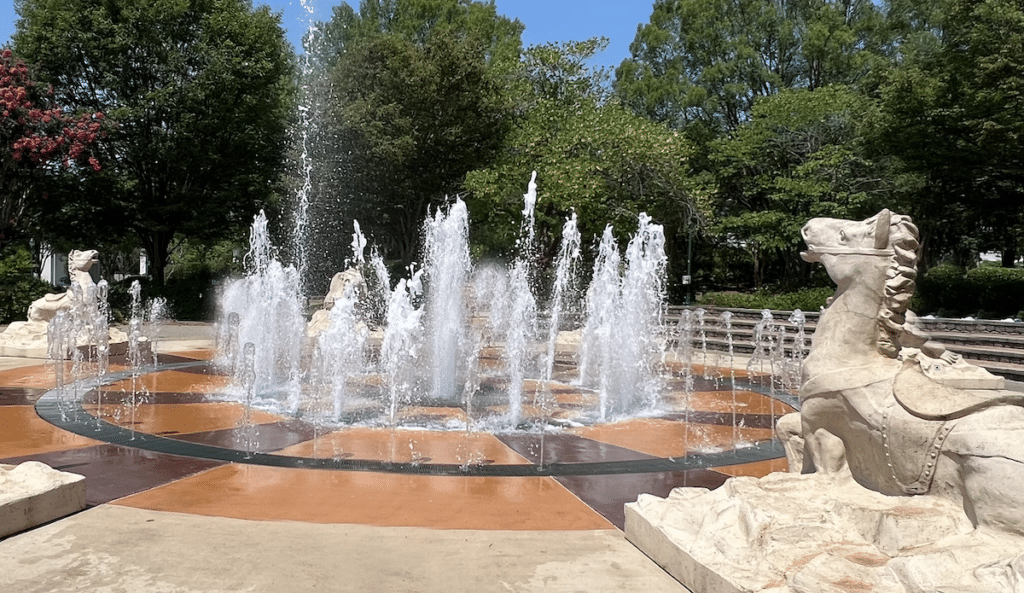 Fountains in a park
